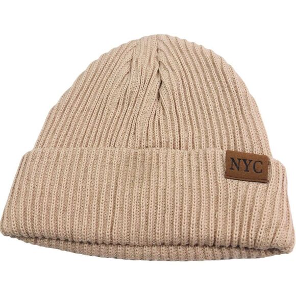 NEW NYC Tan Knitted Hat Beanie - Picture 2 of 5